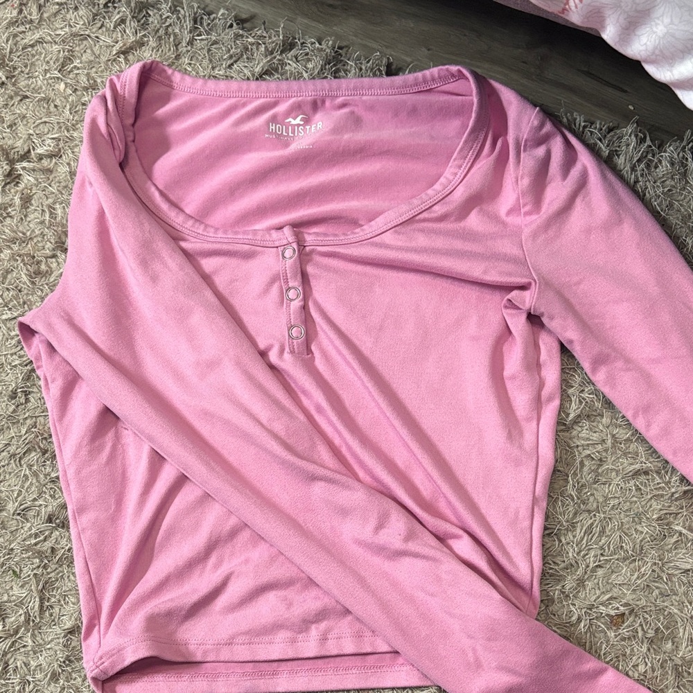 Hollister Pink Long Sleeve Blouse